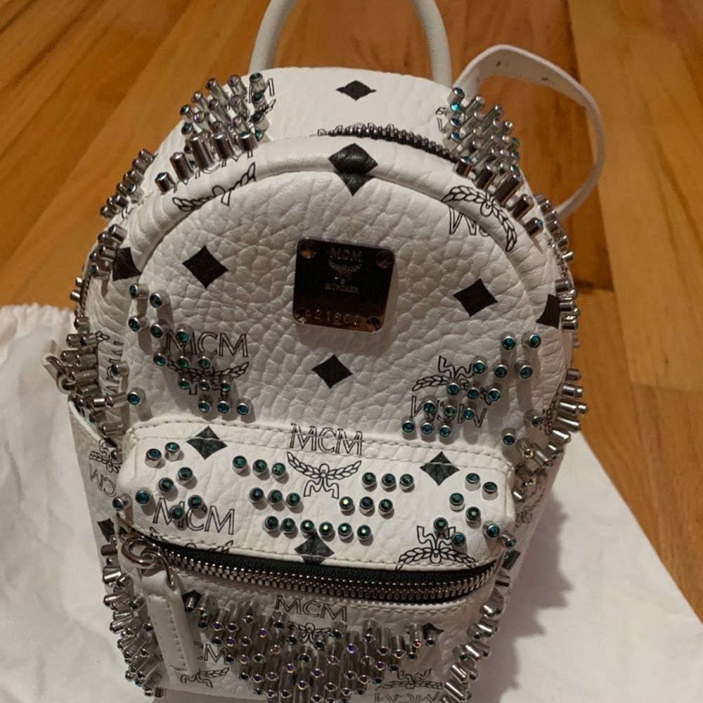 Backpack MCM studed rare trendy Swarovski Crystals Studed